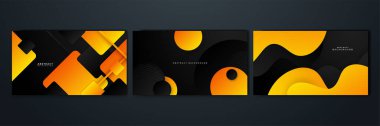 Soyut siyah ve sarı turuncu arka plan. Vektör illüstrasyon grafik tasarım afiş desen sunumu arka plan şablonu. Sunum, el ilanı, sosyal medya ve web teknolojisi için karşıtlık rengi
