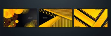 Soyut teknoloji şablonu geometrik köşegen çakışan ayrı kontrastlar sarı ve siyah arkaplan.