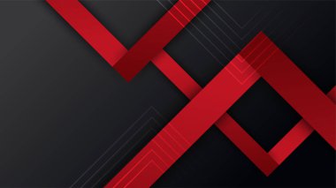 Modern siyah ve kırmızı soyut arka plan. Sunum tasarımı, el ilanı, sosyal medya, web, teknoloji afişi için modern kontrast rengine sahip soyut bir arkaplan. Vektör grafik tasarım şablonu.