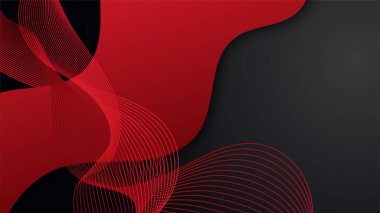 Modern siyah ve kırmızı soyut arka plan. Sunum tasarımı, el ilanı, sosyal medya, web, teknoloji afişi için modern kontrast rengine sahip soyut bir arkaplan. Vektör grafik tasarım şablonu.