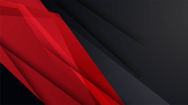 Modern siyah ve kırmızı soyut arka plan. Sunum tasarımı, el ilanı, sosyal medya, web, teknoloji afişi için modern kontrast rengine sahip soyut bir arkaplan. Vektör grafik tasarım şablonu.