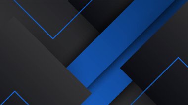 Siyah ve mavi soyut arka plan kağıt parlaklığı ve sunum tasarımı için katman element vektörü. İş dünyası, şirket, kurum, parti, şenlik, seminer ve görüşmeler için uygun.