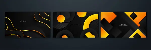 Αφηρημένο Μαύρο Και Κίτρινο Πορτοκαλί Φόντο Εικονογράφηση Διάνυσμα Γραφικό Σχέδιο — Διανυσματικό Αρχείο