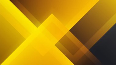 Modern siyah ve sarı altın rengi gölgeli koyu arkaplanda örtüşüyor. Kopya uzayı ile soyut moda renk geometrik şekli. Gelecekçi ve teknoloji kavramı. Vektör illüstrasyonu