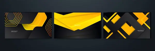Modèle Moderne Couleur Dorée Noire Jaune Chevauchement Forme Sur Fond — Image vectorielle