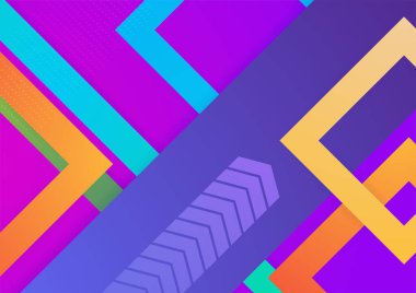 Modern renkli mavi soyut geometrik arkaplan. Kare, üçgen, daire ve geometrik şekilli teknoloji. Vektör soyut grafik tasarım pankart şablonu.