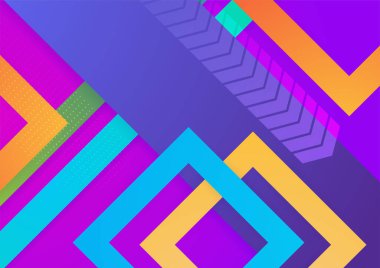 Modern renkli mavi soyut geometrik arkaplan. Kare, üçgen, daire ve geometrik şekilli teknoloji. Vektör soyut grafik tasarım pankart şablonu.