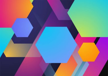 Modern renkli mavi soyut geometrik arkaplan. Kare, üçgen, daire ve geometrik şekilli teknoloji. Vektör soyut grafik tasarım pankart şablonu.