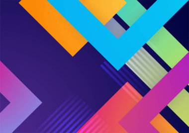 Modern renkli mavi soyut geometrik arkaplan. Kare, üçgen, daire ve geometrik şekilli teknoloji. Vektör soyut grafik tasarım pankart şablonu.