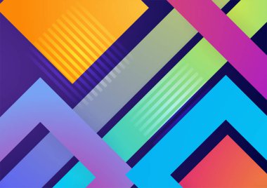 Modern renkli mavi soyut geometrik arkaplan. Kare, üçgen, daire ve geometrik şekilli teknoloji. Vektör soyut grafik tasarım pankart şablonu.