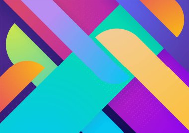 Modern renkli mavi soyut geometrik arkaplan. Kare, üçgen, daire ve geometrik şekilli teknoloji. Vektör soyut grafik tasarım pankart şablonu.