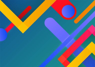 Karanlık üzerinde farklı elementler olan sanatsal renkli çerçeve, vektör soyut arkaplan sanatı tarzı parlak renkler, geometrik tasarım.