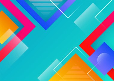 Karanlık üzerinde farklı elementler olan sanatsal renkli çerçeve, vektör soyut arkaplan sanatı tarzı parlak renkler, geometrik tasarım.