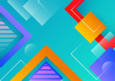 Karanlık üzerinde farklı elementler olan sanatsal renkli çerçeve, vektör soyut arkaplan sanatı tarzı parlak renkler, geometrik tasarım.