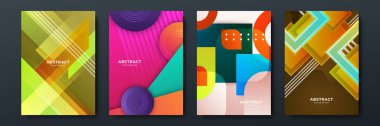 Poster kapağı tasarımı için geometrik model arkaplan dokusu. En düşük renk eğimli pankart şablonu. Broşür için modern vektör dalga şekli