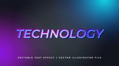 Teknoloji düzenlenebilir 3D metin efekti stili modelleme konsepti. Modern canlı 3D metin efekti. Düzenlenebilir yazı tipi biçimi