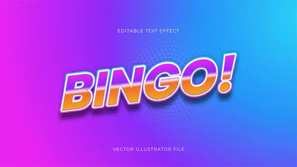 Moderne Bingo Editierbare Text Effekt Lebendige Moderne Farbe Glänzend Textstileffekt — Stockvektor