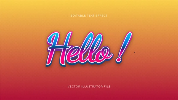 Moderne Hallo Editierbare Text Effekt Lebendige Moderne Farbe Glänzend Textstileffekt — Stockvektor