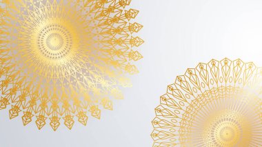 Mandala desenli soyut lüks beyaz ve altın arkaplan