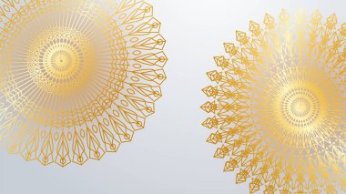 Mandala desenli soyut lüks beyaz ve altın arkaplan
