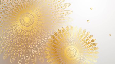 Mandala desenli soyut lüks beyaz ve altın arkaplan