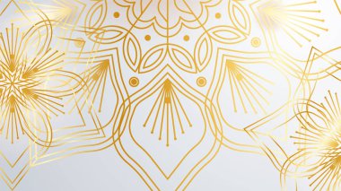 Mandala desenli soyut lüks beyaz ve altın arkaplan