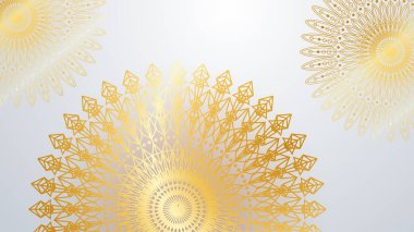 Mandala desenli soyut lüks beyaz ve altın arkaplan