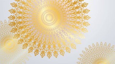 Mandala desenli soyut lüks beyaz ve altın arkaplan