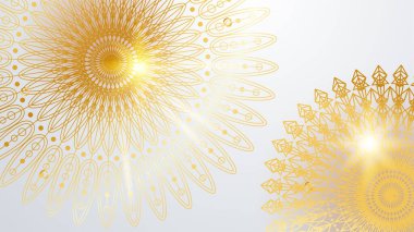 Mandala desenli soyut lüks beyaz ve altın arkaplan