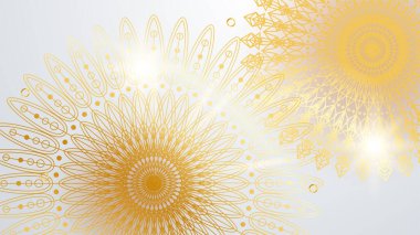Mandala desenli soyut lüks beyaz ve altın arkaplan