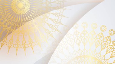 Mandala desenli soyut lüks beyaz ve altın arkaplan