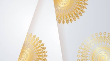 Mandala desenli soyut lüks beyaz ve altın arkaplan