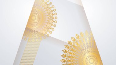 Mandala desenli soyut lüks beyaz ve altın arkaplan