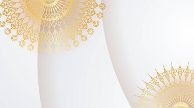 Mandala desenli soyut lüks beyaz ve altın arkaplan