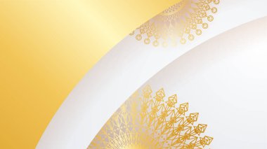 Mandala desenli soyut lüks beyaz ve altın arkaplan