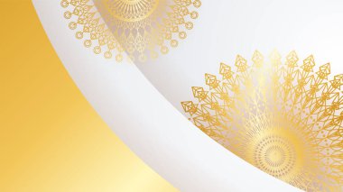 Mandala desenli soyut lüks beyaz ve altın arkaplan