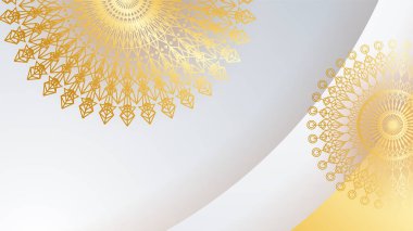Mandala desenli soyut lüks beyaz ve altın arkaplan