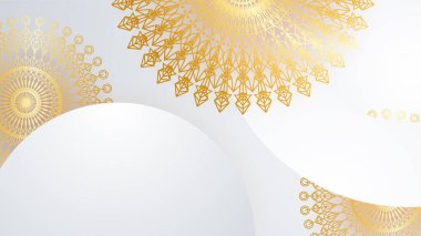 Mandala desenli soyut lüks beyaz ve altın arkaplan