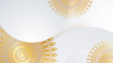 Mandala desenli soyut lüks beyaz ve altın arkaplan