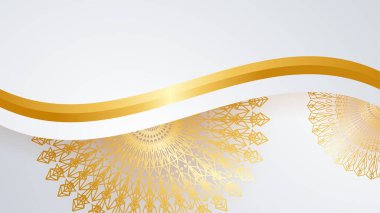 Mandala desenli soyut lüks beyaz ve altın arkaplan