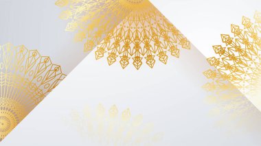 Mandala desenli soyut lüks beyaz ve altın arkaplan