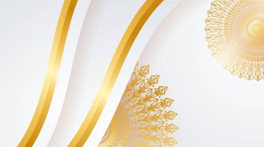 Mandala desenli soyut lüks beyaz ve altın arkaplan