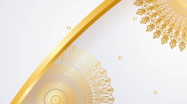 Mandala desenli soyut lüks beyaz ve altın arkaplan