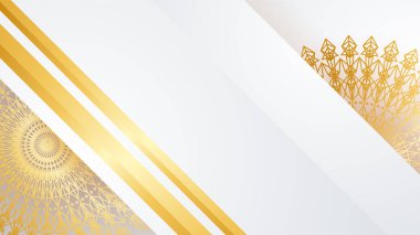 Mandala desenli soyut lüks beyaz ve altın arkaplan