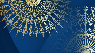 Mandala desenli soyut lüks mavi ve altın arkaplan
