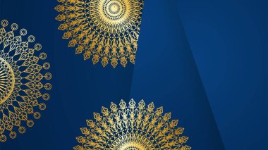 Mandala desenli soyut lüks mavi ve altın arkaplan