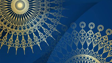 Mandala desenli soyut lüks mavi ve altın arkaplan