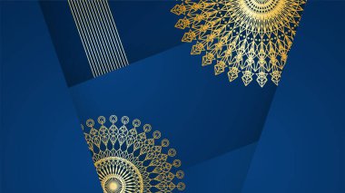Mandala desenli soyut lüks mavi ve altın arkaplan