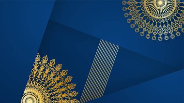 Mandala desenli soyut lüks mavi ve altın arkaplan