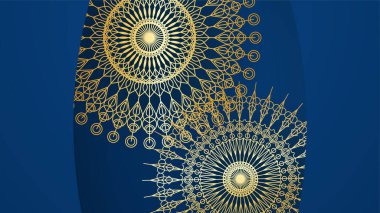 Mandala desenli soyut lüks mavi ve altın arkaplan